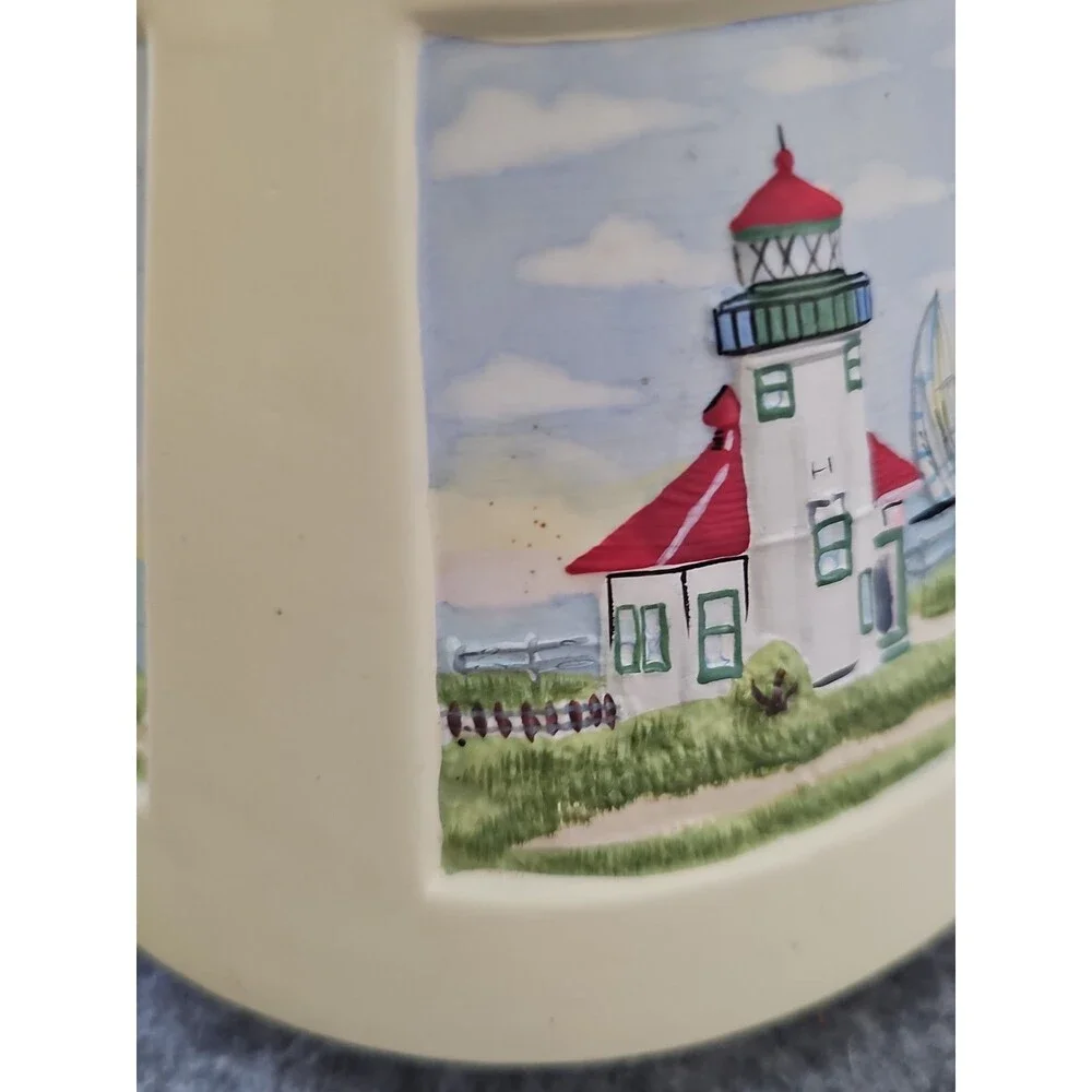 GREAT AMERICAN LIGHTHOUSES CANDLE SHADE~PORCELAIN~ Donna Elias 4 SCENES. READ